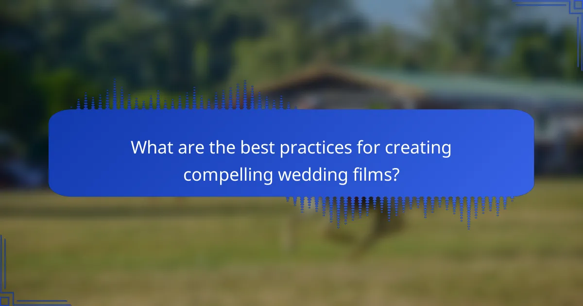 What are the best practices for creating compelling wedding films?