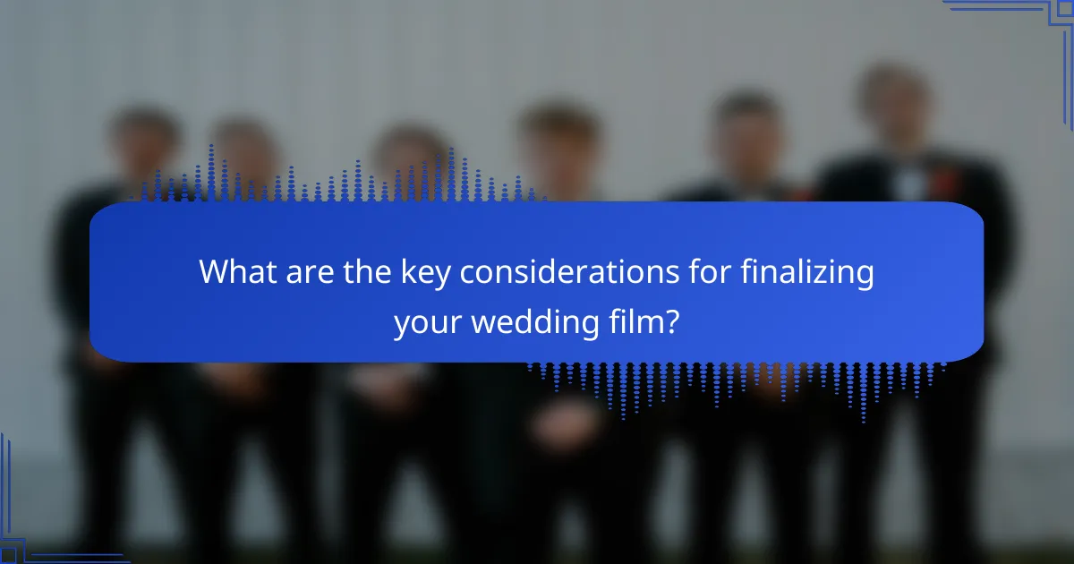What are the key considerations for finalizing your wedding film?