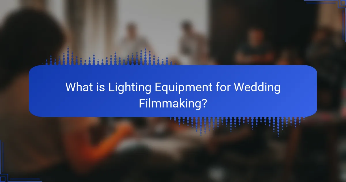 What is Lighting Equipment for Wedding Filmmaking?