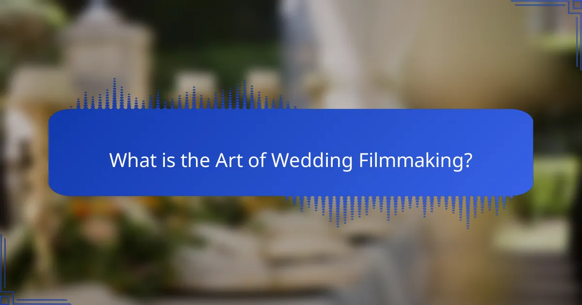 What is the Art of Wedding Filmmaking?