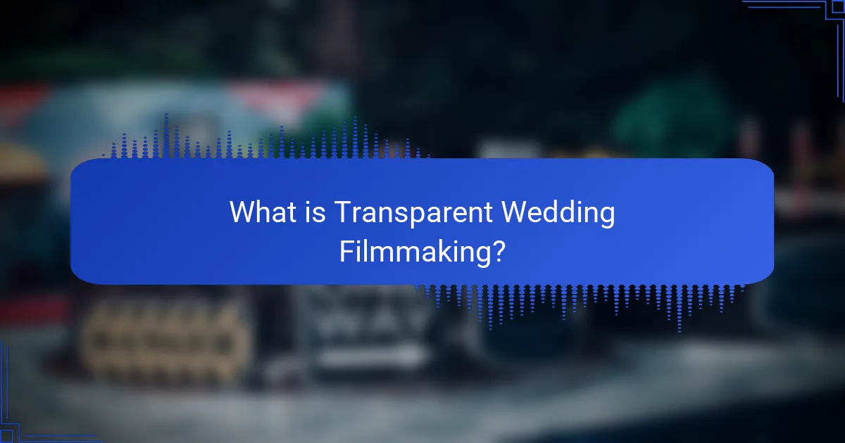 What is Transparent Wedding Filmmaking?