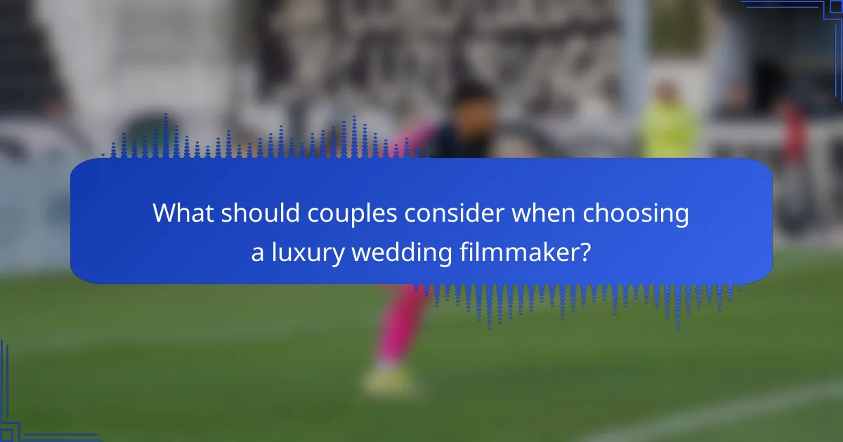 What should couples consider when choosing a luxury wedding filmmaker?